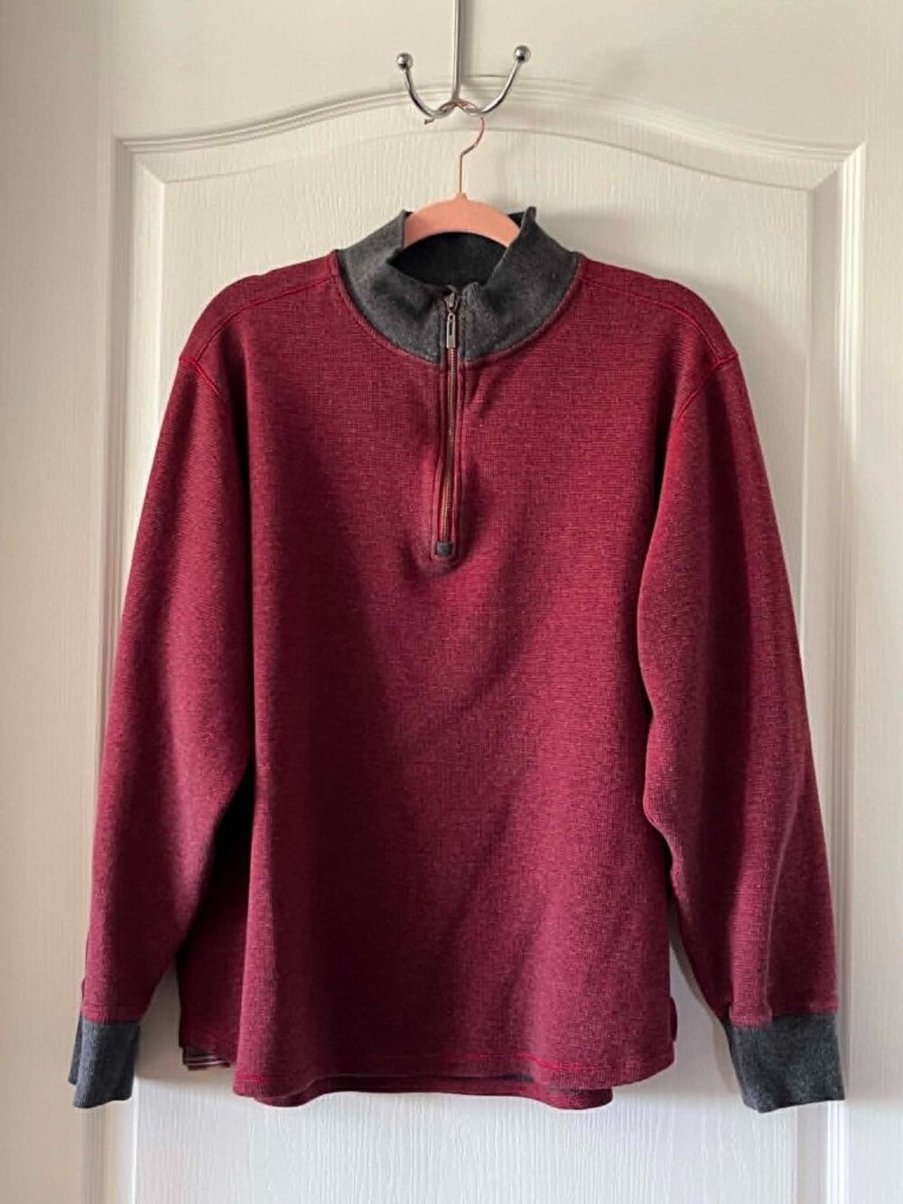 Robert Graham Thermal Waffle Knit Pullover Zip Pullover Sweater Men's size XL